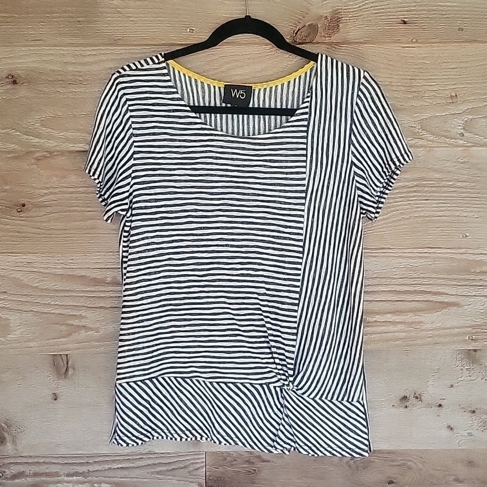 W5 Black and White Striped Top Size Medium